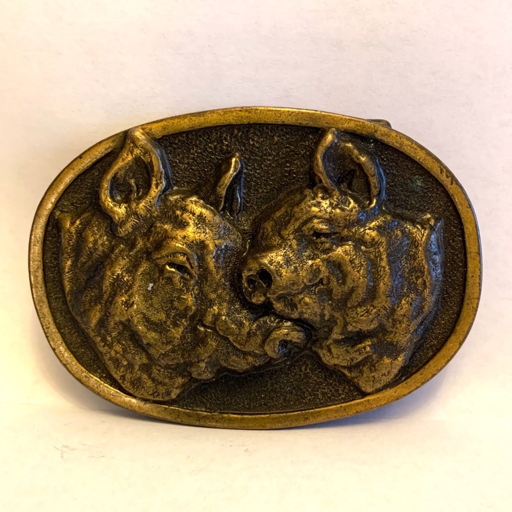 Pigs in Love 1989 Vintage Brass Belt Buckle